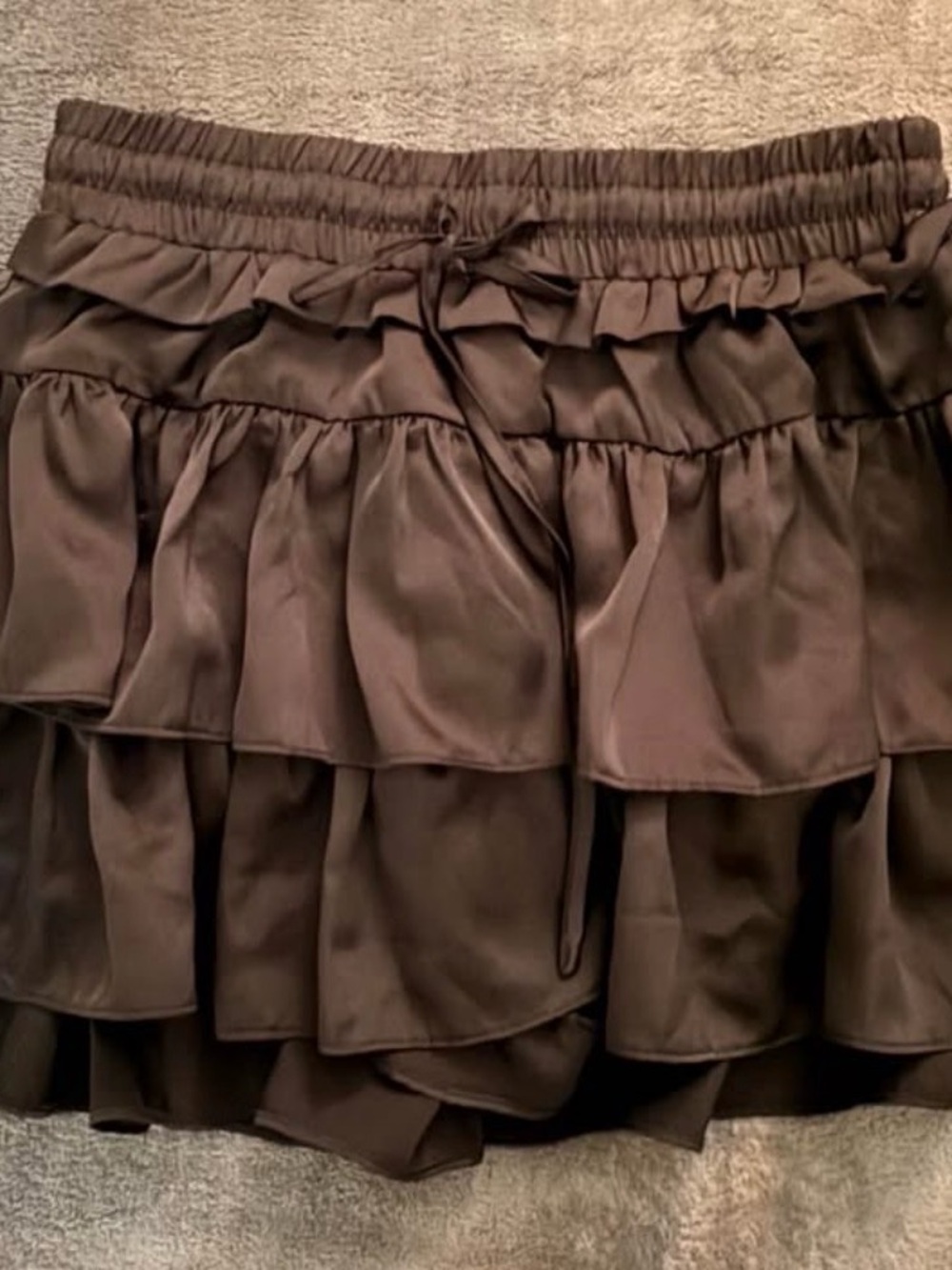 Brown Tiered Ruffle Skirt - Unbranded